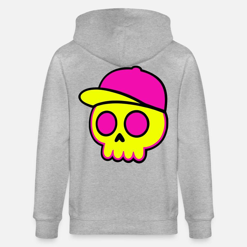 Neon Skull Cap Design - Stanley/Stella Unisex Bio-Kapuzenjacke CULTIVATOR  - Grau meliert