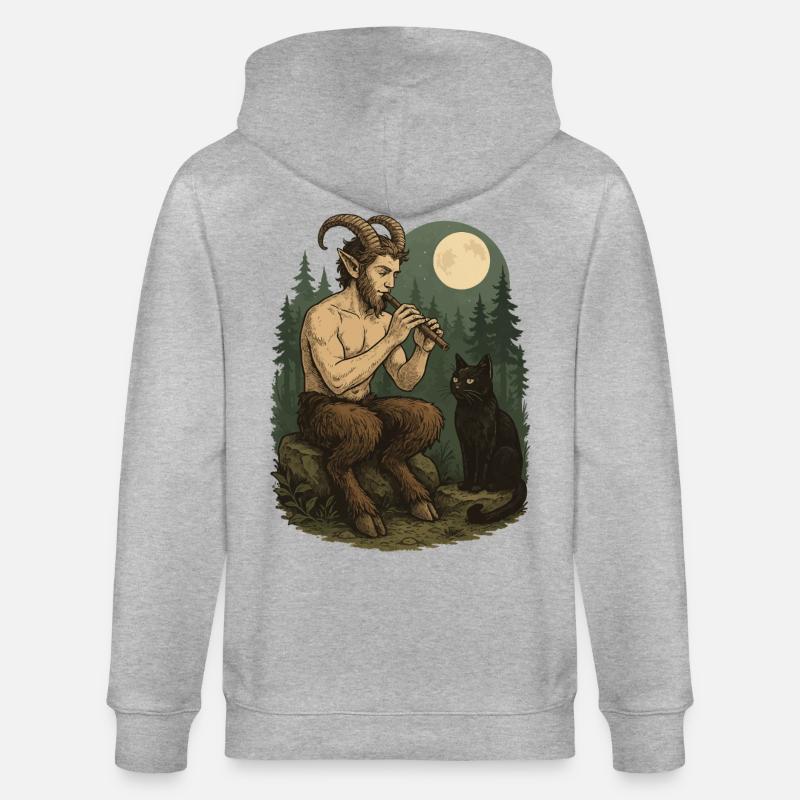 Nuit Forêt Démon Flûte Faune - Veste à capuche bio CULTIVATOR Stanley/Stella Unisexe - gris chiné