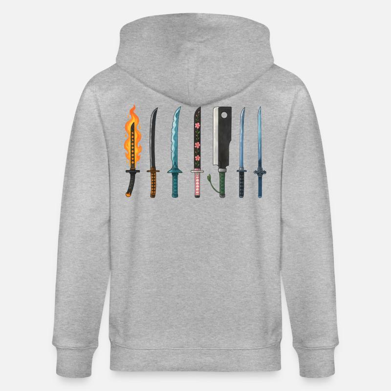 Anime Schwerter Sammlung Design - Stanley/Stella Unisex Bio-Kapuzenjacke CULTIVATOR  - Grau meliert