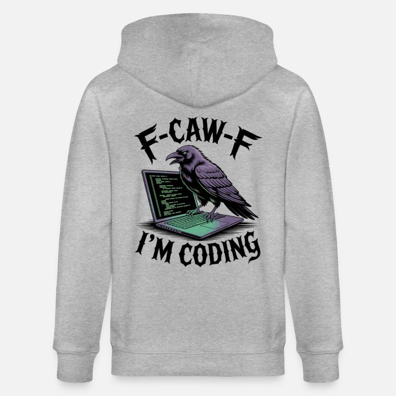 RabenCoder: Code Raven am Laptop - Stanley/Stella Unisex Bio-Kapuzenjacke CULTIVATOR  - Grau meliert