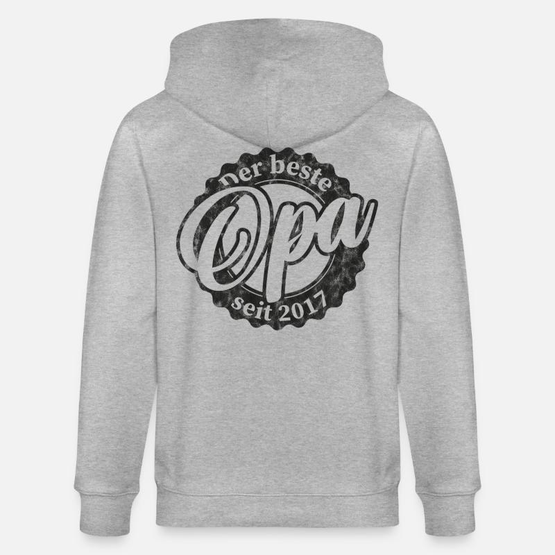 Der Beste Opa seit 2017 - Stanley/Stella Unisex Bio-Kapuzenjacke CULTIVATOR  - Grau meliert