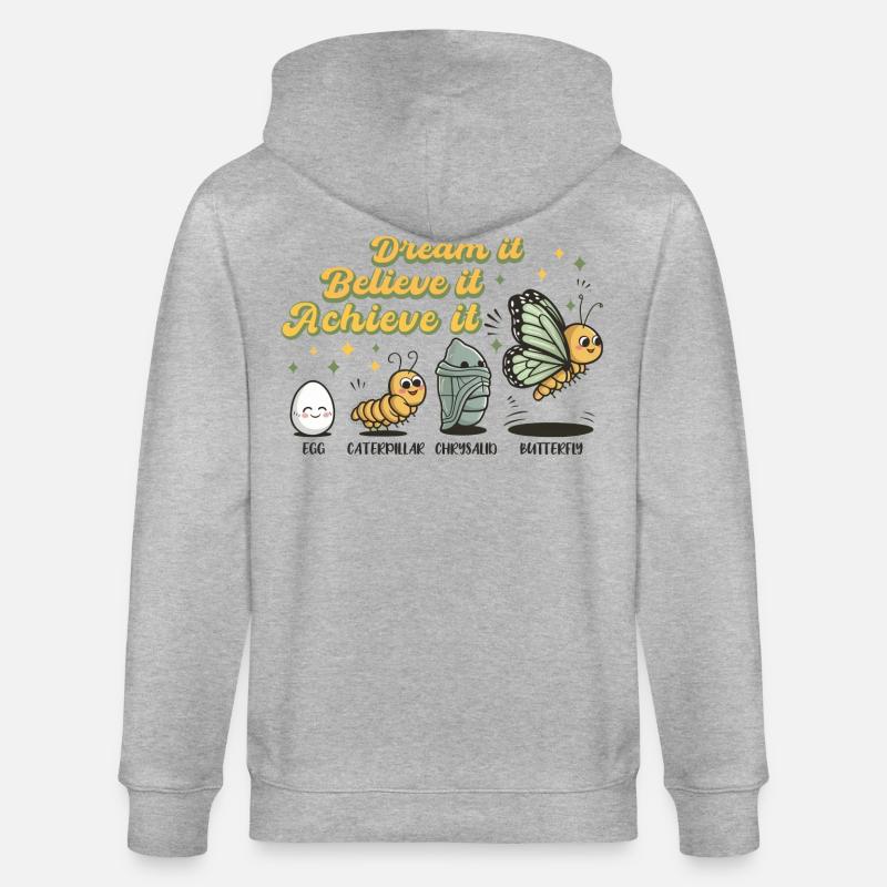 Chenille Papillon Ecole Evolution Cadeau - Veste à capuche bio CULTIVATOR Stanley/Stella Unisexe - gris chiné