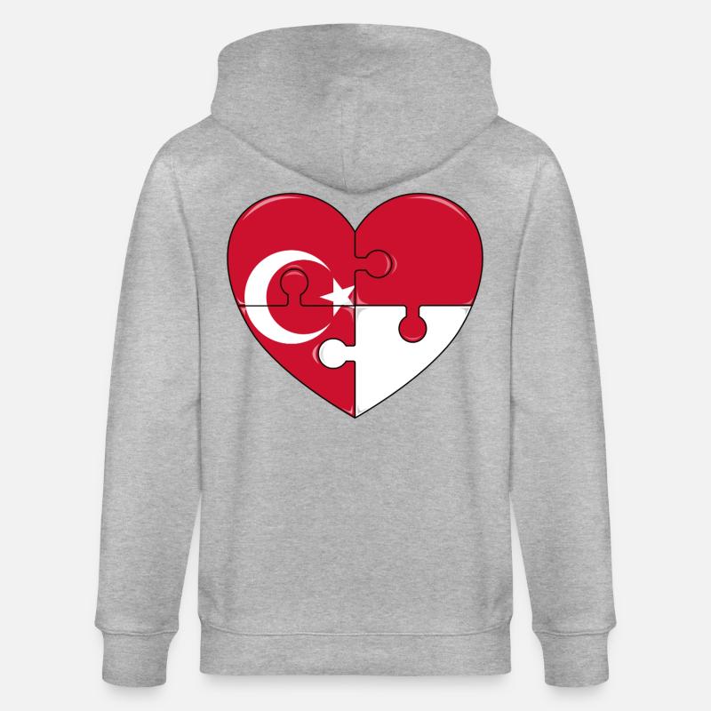 Conception du puzzle du drapeau Turquie-Indonésie. - Veste à capuche bio CULTIVATOR Stanley/Stella Unisexe - gris chiné