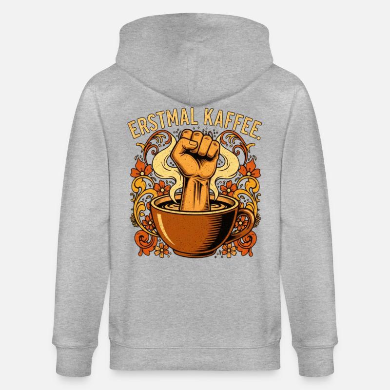 Déclaration de First Coffee Faust - Veste à capuche bio CULTIVATOR Stanley/Stella Unisexe - gris chiné