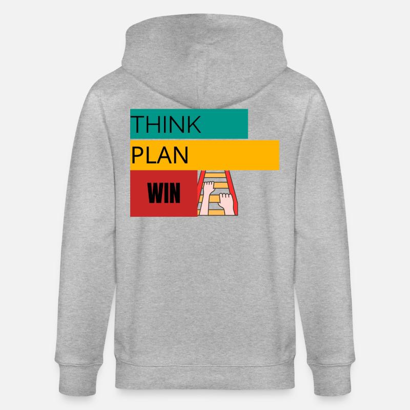RÉFLÉCHIR · PLAN · WIN – T-shirt motivant - Veste à capuche bio CULTIVATOR Stanley/Stella Unisexe - gris chiné