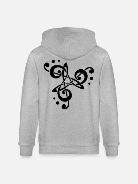 musical note in triskelion - Stanley/Stella CULTIVATOR  Unisex Organic Hooded Jacket - heather grey