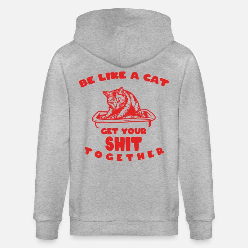 Devise du chat : Reprends-toi - Veste à capuche bio CULTIVATOR Stanley/Stella Unisexe - gris chiné