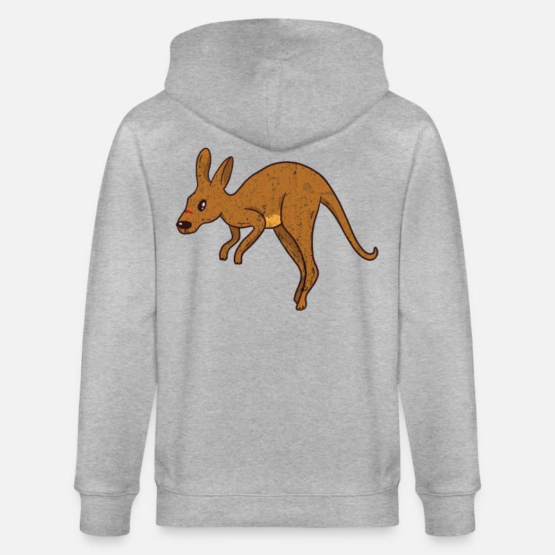 Kangaroo Vintage Rust Texture - Stanley/Stella CULTIVATOR  Unisex Organic Hooded Jacket - heather grey