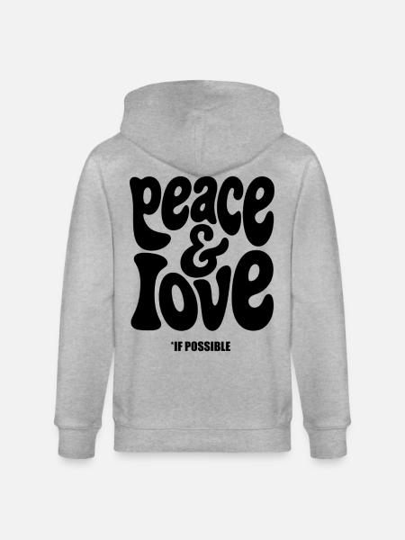 PEACE LOVE #1 - let's talk - Stanley/Stella CULTIVATOR Unisex Organic Hooded Jacket - heather grey