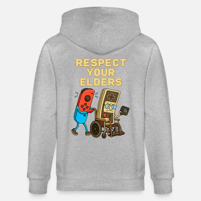 Respect Your Elders Gaming Control Retro  - Stanley/Stella Unisex Bio-Kapuzenjacke CULTIVATOR  - Grau meliert