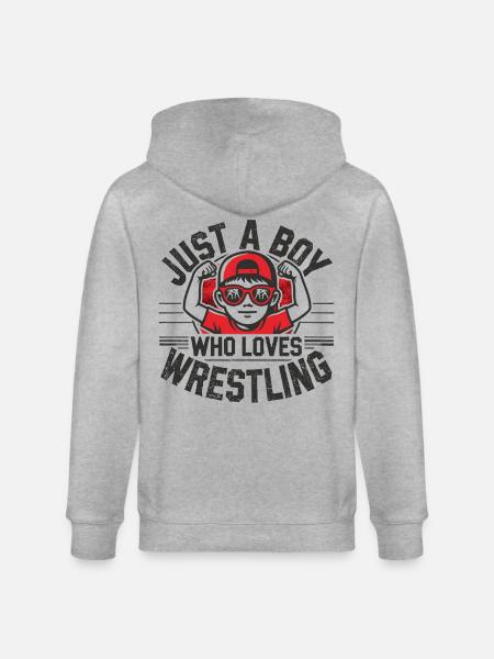 Wrestling, Ringen, Just A Boy Who Loves Wrestling - Stanley/Stella Unisex Bio-Kapuzenjacke CULTIVATOR  - Grau meliert