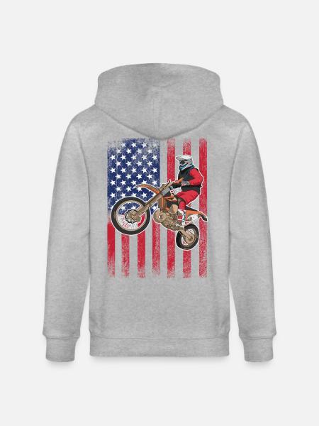 Dirt Biking USA Flag  - Stanley/Stella CULTIVATOR  Unisex Organic Hooded Jacket - heather grey
