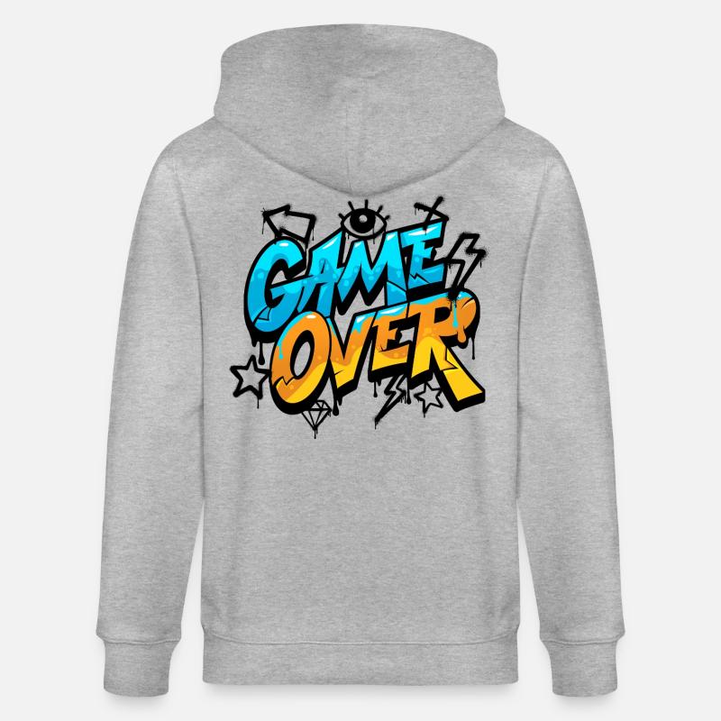 Game Over Graffiti Neon Gradient - Stanley/Stella CULTIVATOR  Unisex Organic Hooded Jacket - heather grey