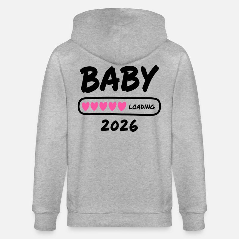 Baby Loading 2026 Schwangerschaft Eltern - Stanley/Stella Unisex Bio-Kapuzenjacke CULTIVATOR  - Grau meliert