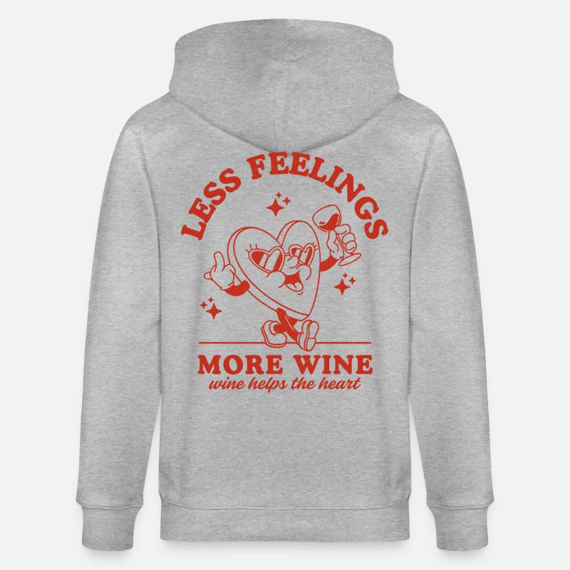 Moins de sentiments Plus de vin - Veste à capuche bio CULTIVATOR Stanley/Stella Unisexe - gris chiné