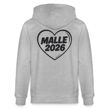 MALLE 2026 Party Urlaub im Herz - Stanley/Stella Unisex Bio-Kapuzenjacke CULTIVATOR  - Grau meliert - Hinten - Luana (180cm)