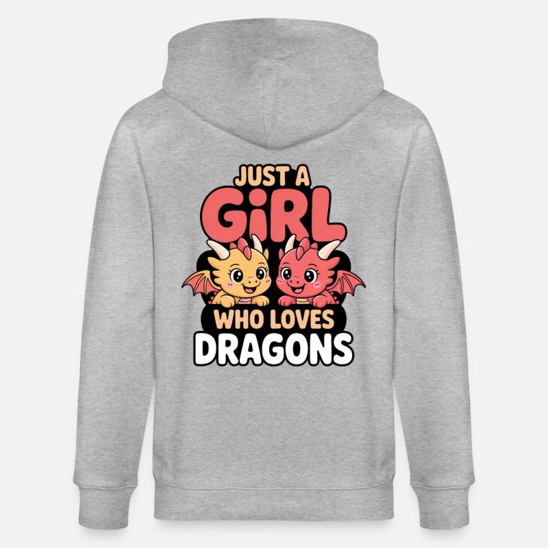 Nur ein Mädchen welches Drachen liebt - Stanley/Stella Unisex Bio-Kapuzenjacke CULTIVATOR  - Grau meliert
