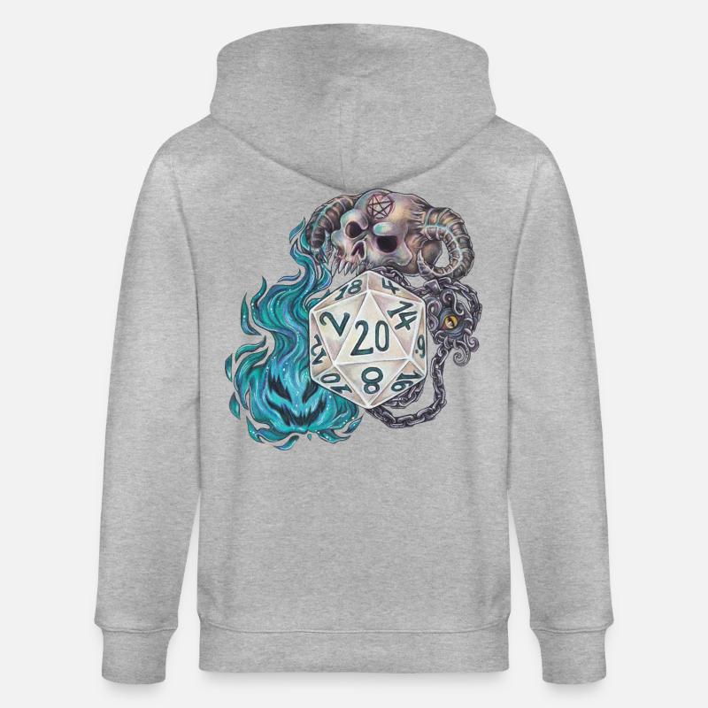 Rollenspiel Tabletop D20 Würfel Geschenk Warlock - Stanley/Stella Unisex Bio-Kapuzenjacke CULTIVATOR  - Grau meliert