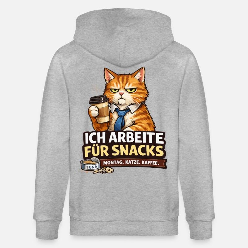 Je travaille pour Snacks – Office Cat - Veste à capuche bio CULTIVATOR Stanley/Stella Unisexe - gris chiné