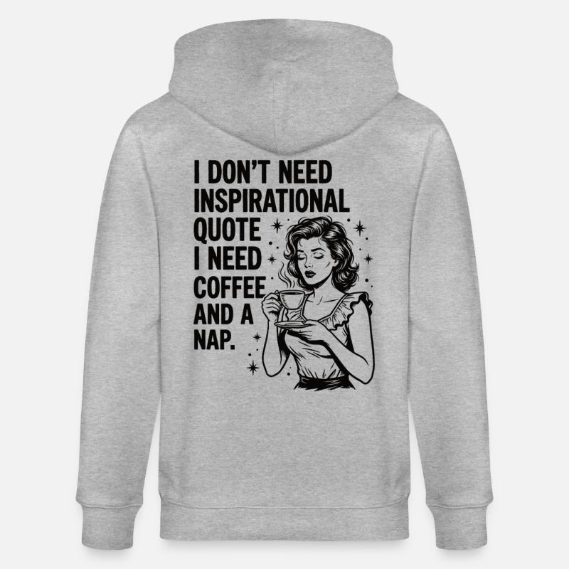 Echte Kaffeeliebe Nickerchen Statement - Stanley/Stella Unisex Bio-Kapuzenjacke CULTIVATOR  - Grau meliert