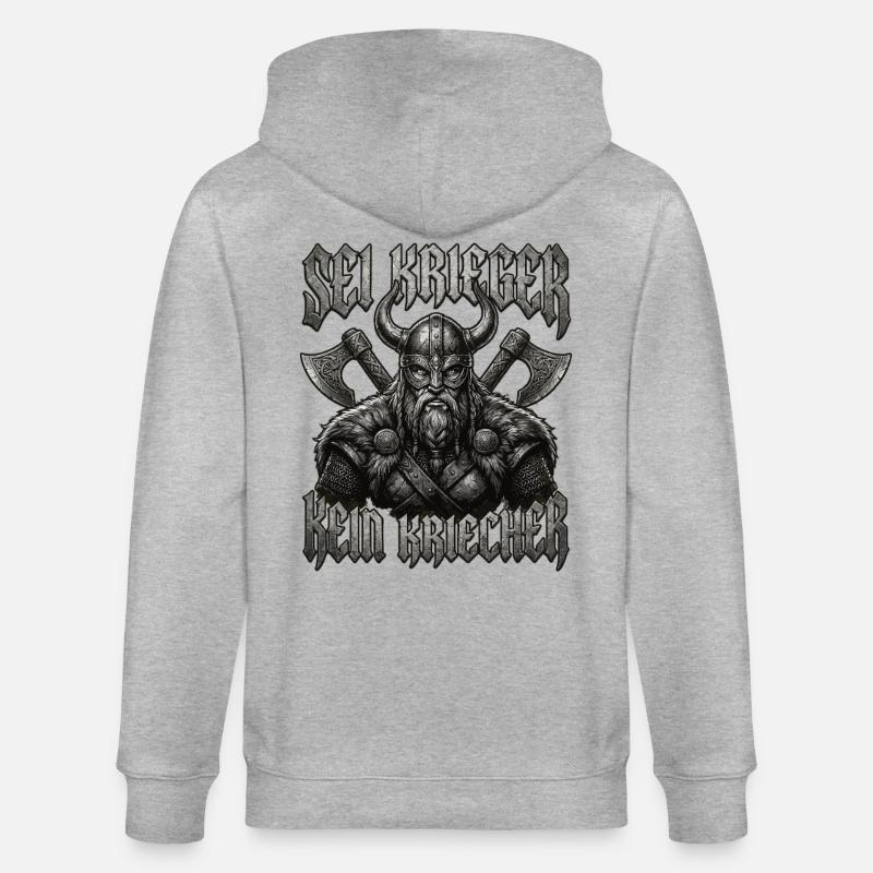 Sei Krieger kein Kriecher Wikinger Bart - Stanley/Stella Unisex Bio-Kapuzenjacke CULTIVATOR  - Grau meliert