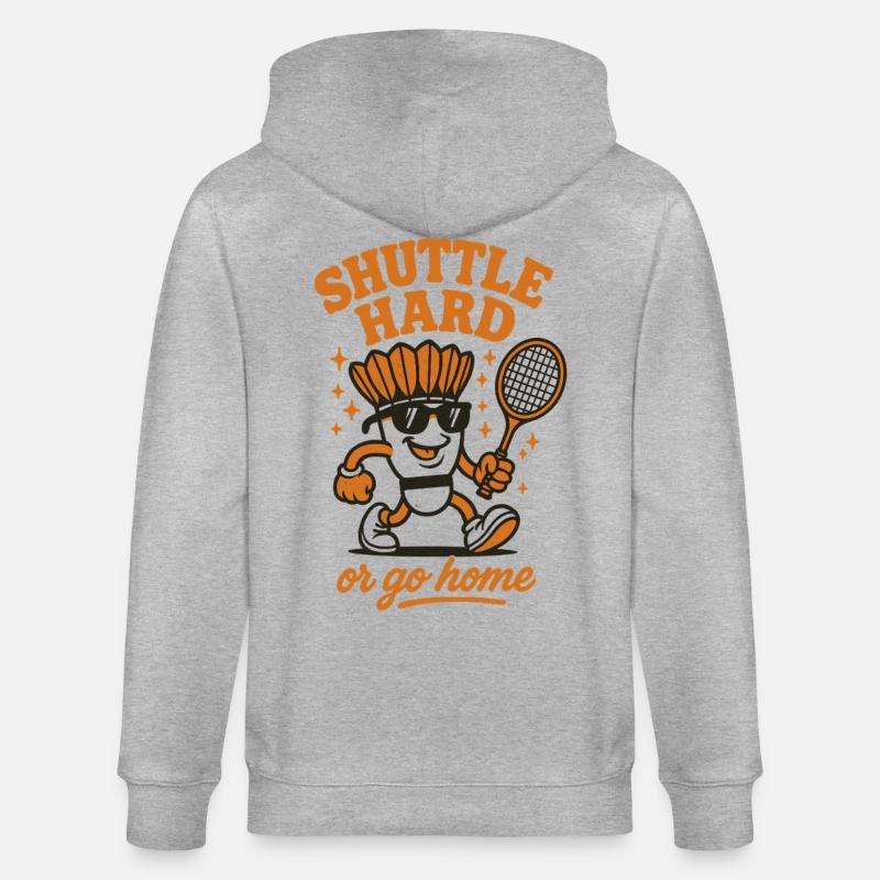 Shuttle Hard | Badminton Motivation Spruch - Stanley/Stella Unisex Bio-Kapuzenjacke CULTIVATOR  - Grau meliert