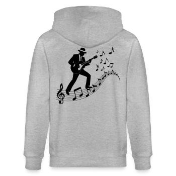 Blues Musician - Stanley/Stella Unisex Bio-Kapuzenjacke CULTIVATOR  - Grau meliert - Hinten - Luana (180cm)