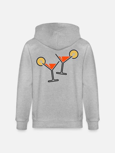 2 Cocktailgläser / Cocktail / Martini + (Orange) - Stanley/Stella Unisex Bio-Kapuzenjacke CULTIVATOR  - Grau meliert