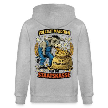Vollzeit Malochen Für Die Staatskasse - Stanley/Stella Unisex Bio-Kapuzenjacke CULTIVATOR  - Grau meliert - Hinten - Luana (180cm)