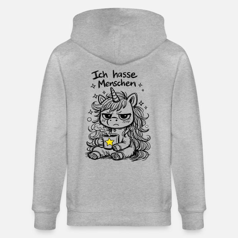 Süßes Einhorn Kritzelstil mit Spruch - Stanley/Stella Unisex Bio-Kapuzenjacke CULTIVATOR - Grau meliert
