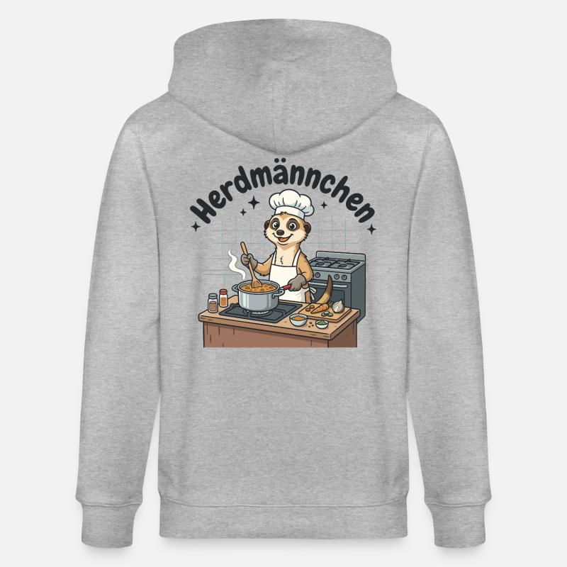 Herdmännchen Koch Erdmännchen am Herd  - Stanley/Stella Unisex Bio-Kapuzenjacke CULTIVATOR  - Grau meliert