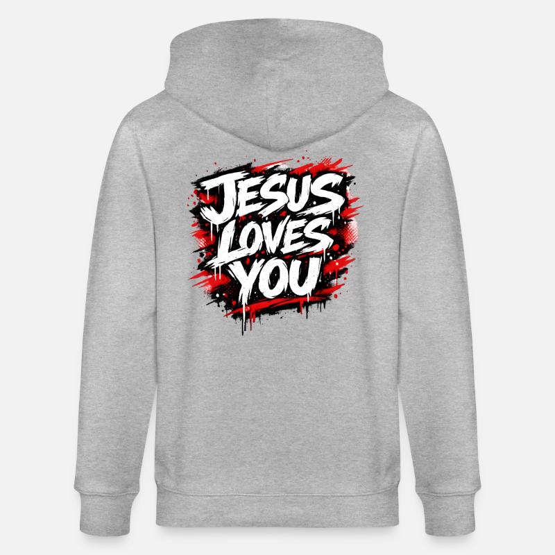 Déclaration de graffiti Jésus t’aime - Veste à capuche bio CULTIVATOR Stanley/Stella Unisexe - gris chiné