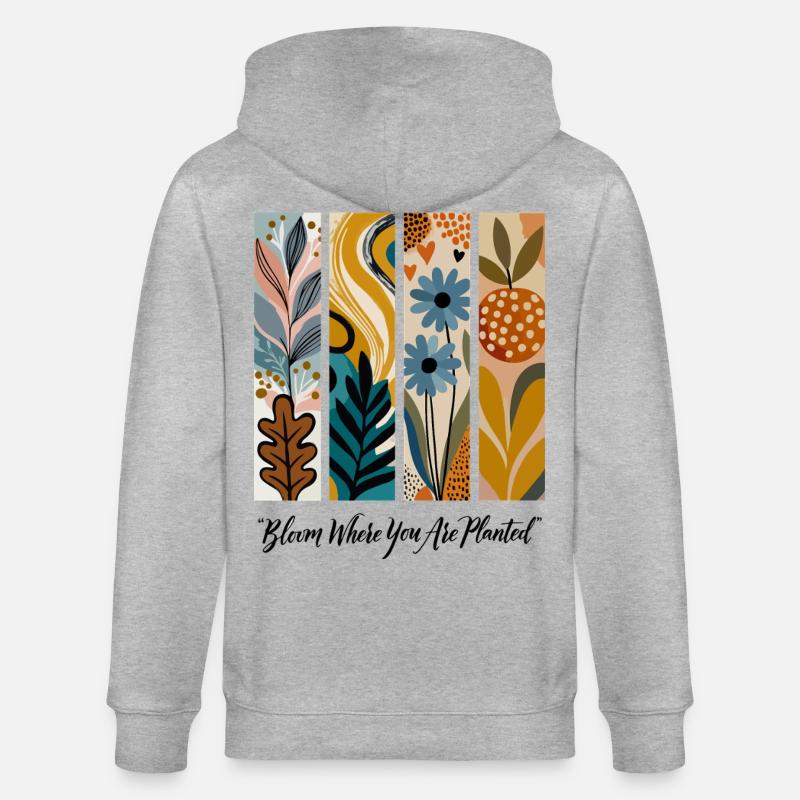 Blühende Botanische Panel-Collage - Stanley/Stella Unisex Bio-Kapuzenjacke CULTIVATOR  - Grau meliert