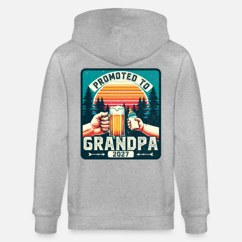 Werdender Opa 2027 loading zukünftiger Großvater - Stanley/Stella Unisex Bio-Kapuzenjacke CULTIVATOR  - Grau meliert