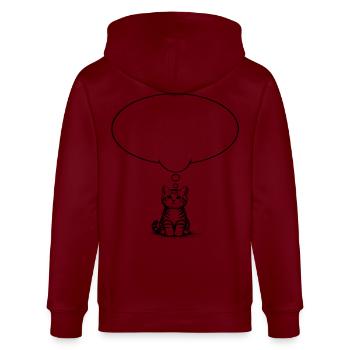 Katzenbaby_sitzend_mit_Denkblase - Stanley/Stella Unisex Bio-Kapuzenjacke CULTIVATOR  - Burgunderrot - Hinten - Anna (173cm)