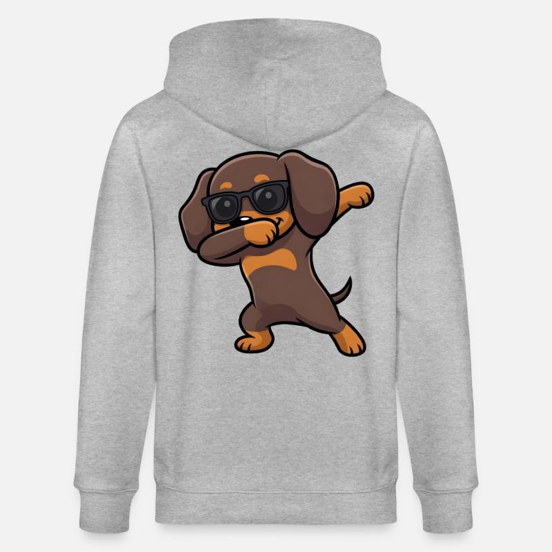 Dabbing Dackel alias Teckel - Veste à capuche bio CULTIVATOR Stanley/Stella Unisexe - gris chiné