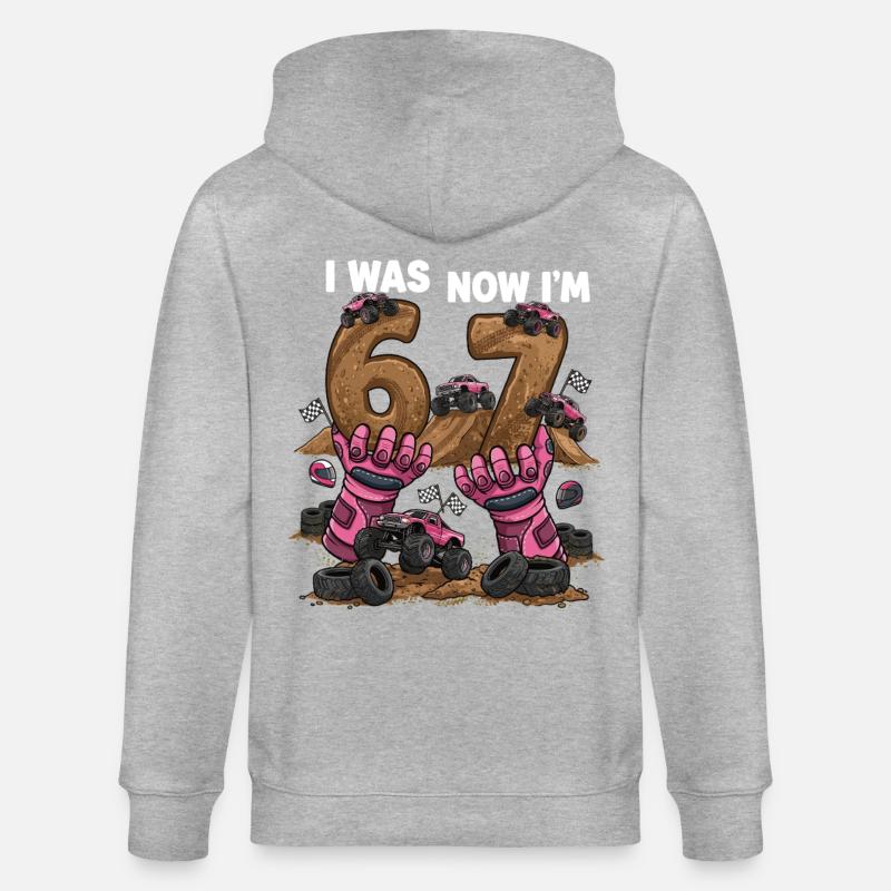 6 Jetzt 7 Monstertrucker Mädchen - Stanley/Stella Unisex Bio-Kapuzenjacke CULTIVATOR  - Grau meliert