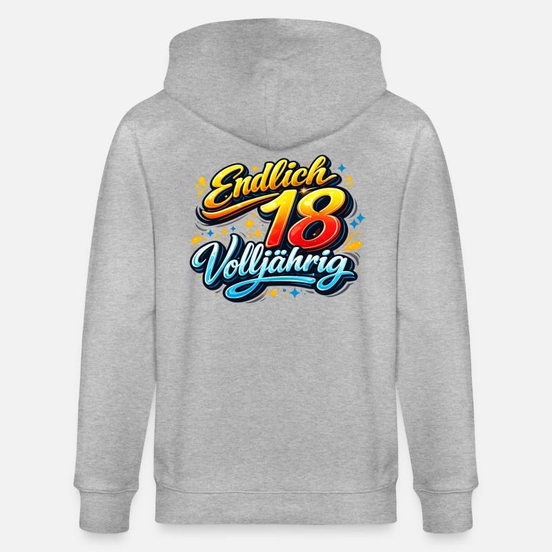 Endlich 18 Volljährig Neon Script - Stanley/Stella Unisex Bio-Kapuzenjacke CULTIVATOR  - Grau meliert