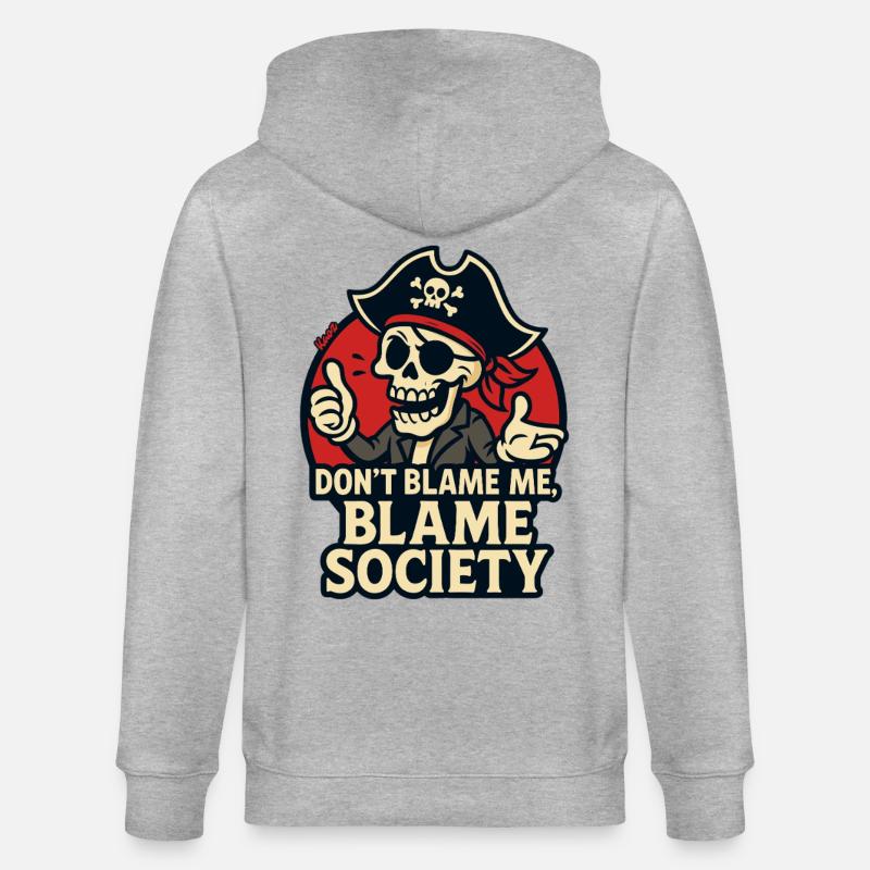 Tee Satire du Crâne de Pirate - Veste à capuche bio CULTIVATOR Stanley/Stella Unisexe - gris chiné