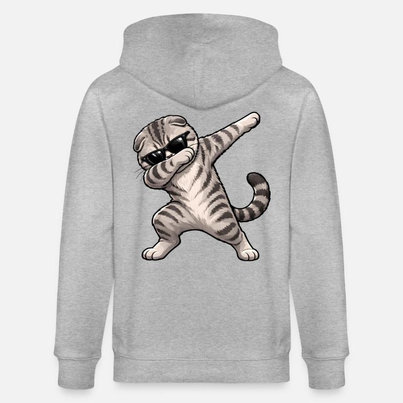 Dabbing Scottish Fold - Stanley/Stella Unisex Bio-Kapuzenjacke CULTIVATOR - Grau meliert