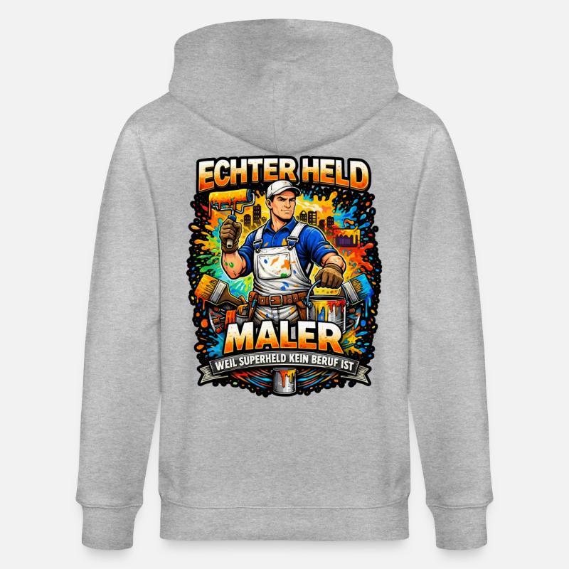 Echter Held Maler – Farbexplosion - Stanley/Stella Unisex Bio-Kapuzenjacke CULTIVATOR  - Grau meliert