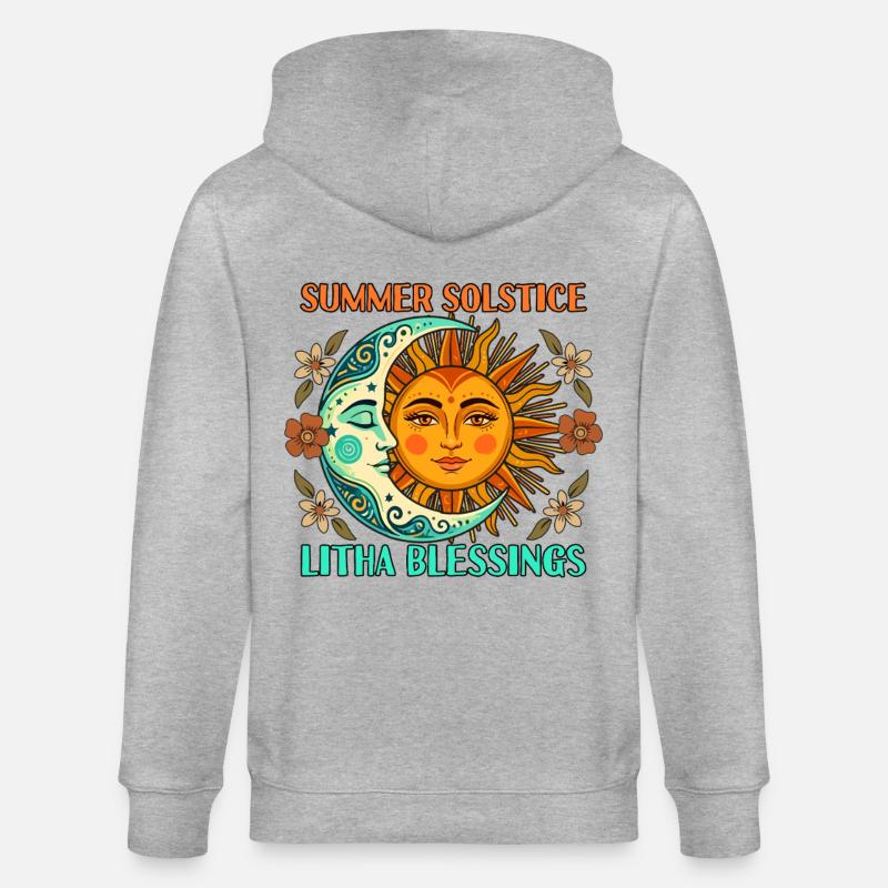 Litha Pagan Summer Solstice Midsummer Midsommar - Stanley/Stella Unisex Bio-Kapuzenjacke CULTIVATOR  - Grau meliert