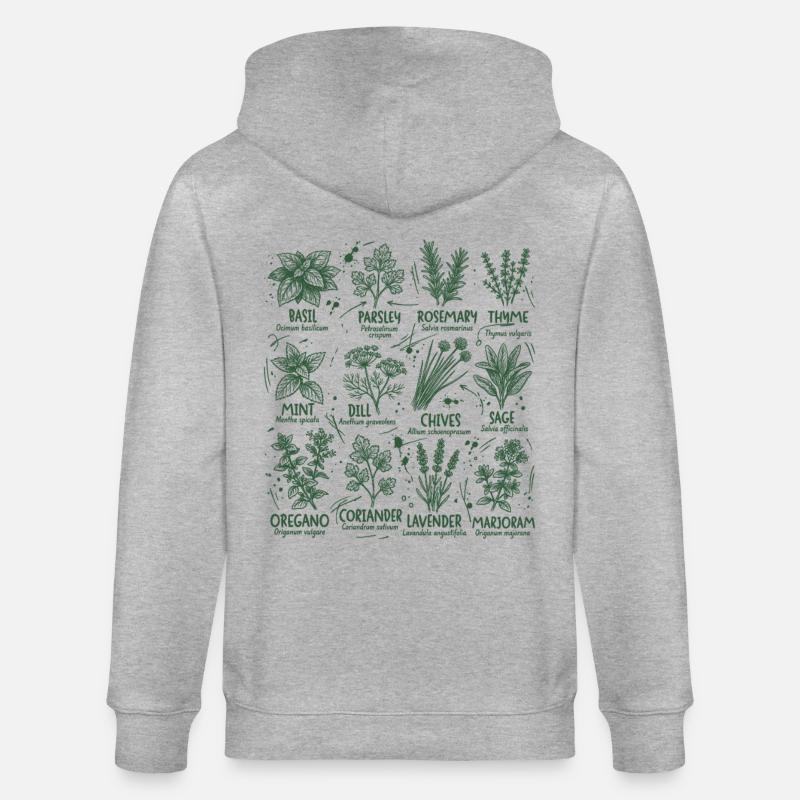 Herbs Botany Kitchen basilic Romarin - Veste à capuche bio CULTIVATOR Stanley/Stella Unisexe - gris chiné
