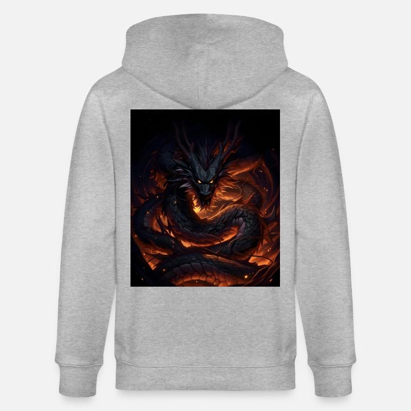Dragon de lave dans Shadowfire - Veste à capuche bio CULTIVATOR Stanley/Stella Unisexe - gris chiné