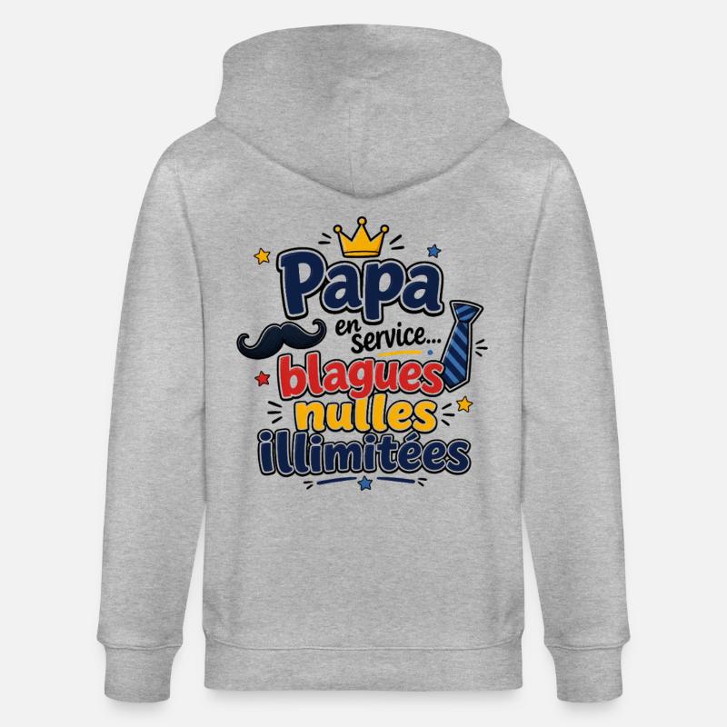 Papa blagues nulles illimitées - Veste à capuche bio CULTIVATOR Stanley/Stella Unisexe - gris chiné