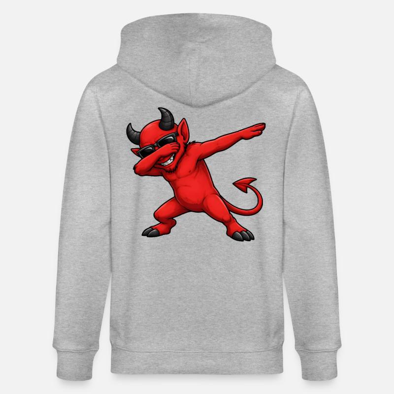 Dabbing Devil - Stanley/Stella CULTIVATOR  Unisex Organic Hooded Jacket - heather grey