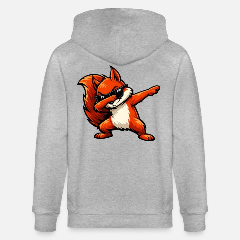 Dabbing Rotes Eichhörnchen - Stanley/Stella Unisex Bio-Kapuzenjacke CULTIVATOR - Grau meliert