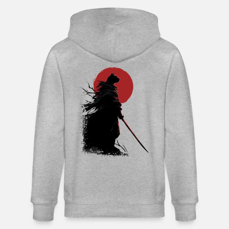 Chat samouraï - Veste à capuche bio CULTIVATOR Stanley/Stella Unisexe - gris chiné