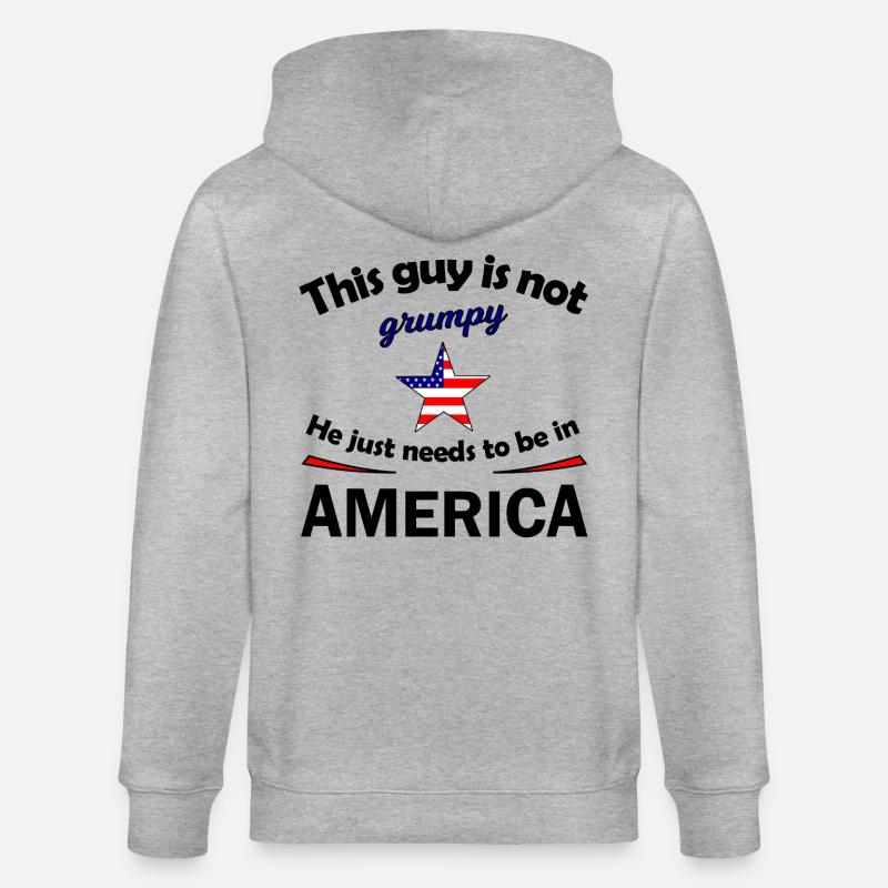 Grumpy Star mit US Flaggenstern - Stanley/Stella Unisex Bio-Kapuzenjacke CULTIVATOR - Grau meliert