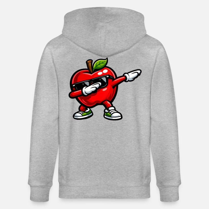 Dabbing Roter Apfel - Stanley/Stella Unisex Bio-Kapuzenjacke CULTIVATOR  - Grau meliert